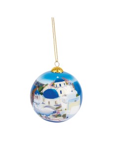 Glass Christmas Ornament – Santorini