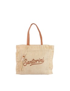 Handmade Santorini Straw Tote Bag with Fringe and Tassel – 2 Colors
